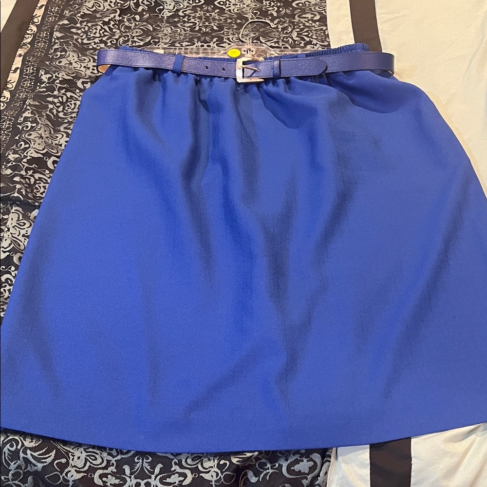 Alfred Dunner Royal Blue Mini Skirt with Belt